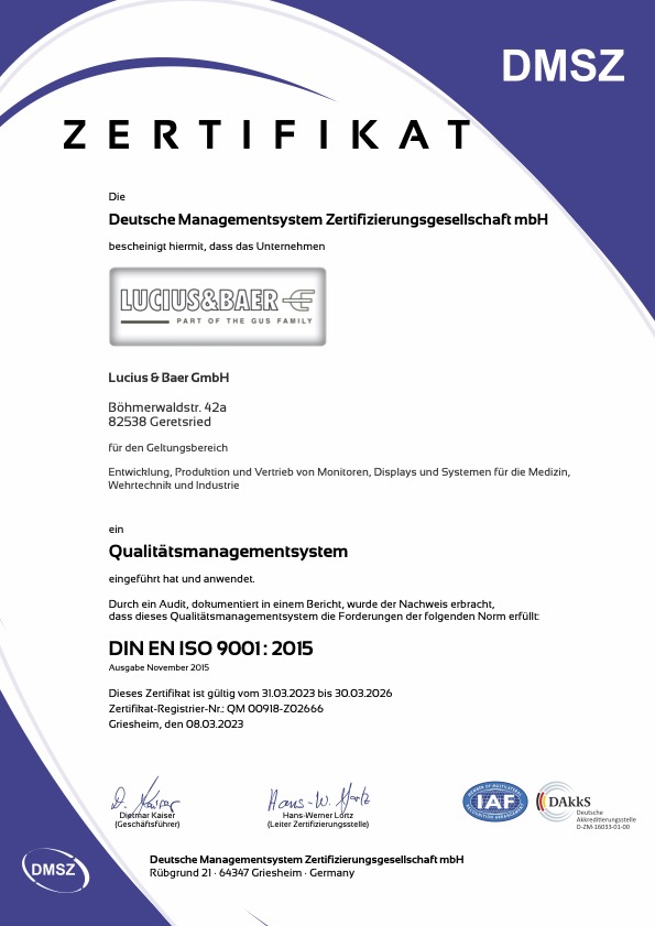 Lucius & Baer - DIN EN ISO 9001 20123 Zertifikat QM00918 in deutsch